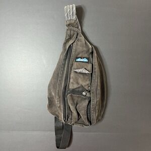 Kavu Rope Sling Bag Faded Stone Washed Black Zip Hiking Outdoor Travel Strap